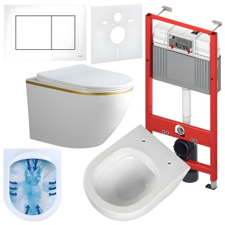 ZESTAW PODTYNKOWY WC STELAŻ TECE MISKA PEAK-WH-GL-RIM-03 PRZYCISK TC-9240400 BIAŁY POŁYSK