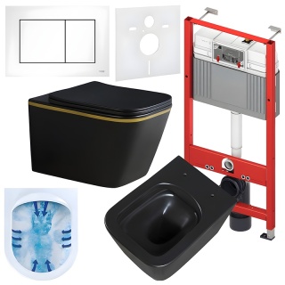 ZESTAW PODTYNKOWY WC STELAŻ TECE MISKA RAIN-MTB-GL-RIM-03 PRZYCISK TC-9240417 BIAŁY MAT