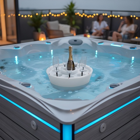 PŁYWAJĄCY BAREK LED DO JACUZZI BASENU PODŚWIETLENIE RGB UCHWYT NA NAPOJE