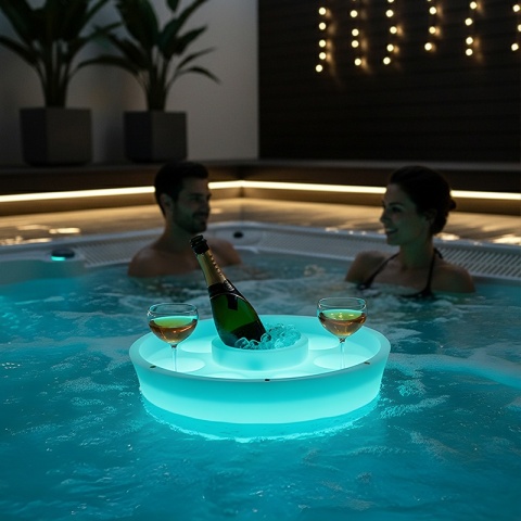 PŁYWAJĄCY BAREK LED DO JACUZZI BASENU PODŚWIETLENIE RGB UCHWYT NA NAPOJE
