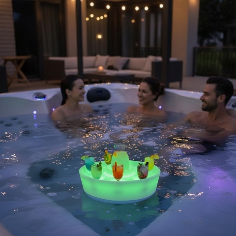 PŁYWAJĄCY BAREK LED DO JACUZZI BASENU PODŚWIETLENIE RGB UCHWYT NA NAPOJE