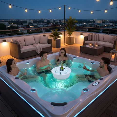 PŁYWAJĄCY BAREK LED DO JACUZZI BASENU PODŚWIETLENIE RGB UCHWYT NA NAPOJE