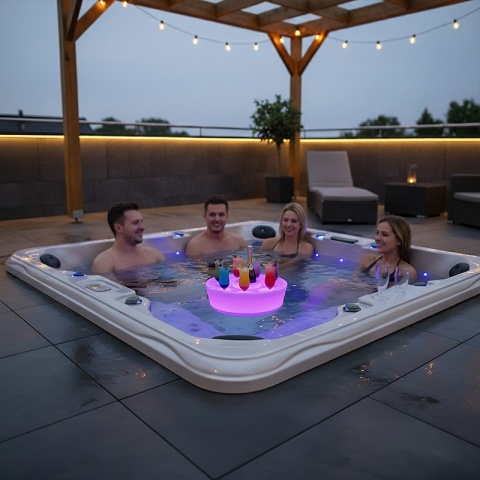 PŁYWAJĄCY BAREK LED DO JACUZZI BASENU PODŚWIETLENIE RGB UCHWYT NA NAPOJE