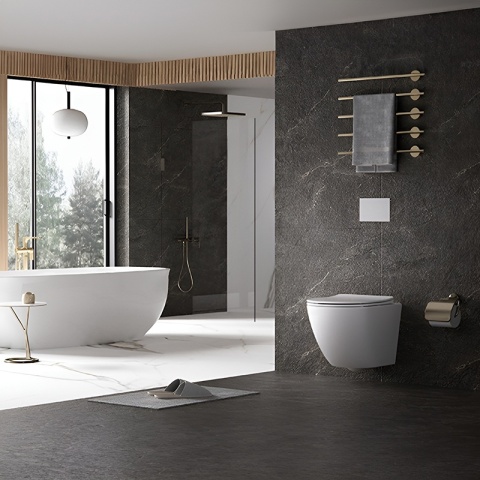 MISKA WC WISZĄCA RIMLESS PURO-WH-03 BIAŁA DESKA WOLNOOPADAJĄCA DUROPLAST