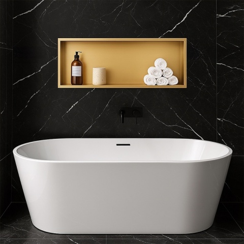 PÓŁKA ŁAZIENKOWA WNĘKOWA IGA Z KOŁNIERZEM ZŁOTA 45X20X10 CM