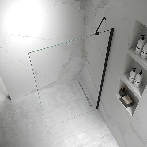 ŚCIANKA SZYBA PRYSZNICOWA ZES-KZ24-BL-70 SZYBA WALK-IN 70 CM 6 MM CZARNA