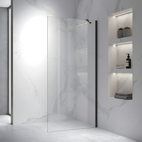 ŚCIANKA SZYBA PRYSZNICOWA ZES-KZ24-BL-90 SZYBA WALK-IN 90 CM 6 MM CZARNA