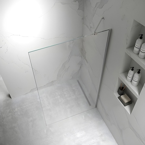 ŚCIANKA SZYBA PRYSZNICOWA ZES-KZ24-CH-100 SZYBA WALK-IN 100 CM 6 MM CHROM