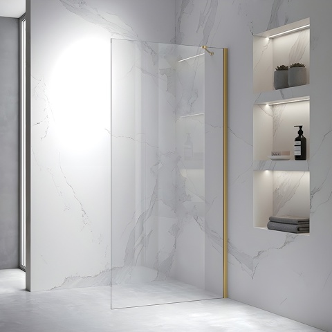 ŚCIANKA SZYBA PRYSZNICOWA ZES-KZ24-GL-100 SZYBA WALK-IN 100 CM 6 MM ZŁOTA