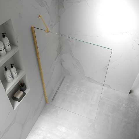 ŚCIANKA SZYBA PRYSZNICOWA ZES-KZ24-GL-90 SZYBA WALK-IN 90CM 6MM ZŁOTA