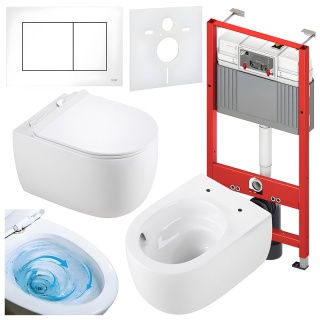 ZESTAW PODTYNKOWY WC STELAŻ TECE MISKA LAKE-WH-TR-01 PRZYCISK TC-9240400 BIAŁY POŁYSK