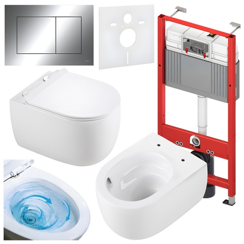 ZESTAW PODTYNKOWY WC STELAŻ TECE MISKA LAKE-WH-TR-01 PRZYCISK TC-9240401 CHROM