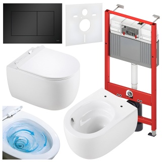 ZESTAW PODTYNKOWY WC STELAŻ TECE MISKA LAKE-WH-TR-01 PRZYCISK TC-9240407 CZARNY MAT