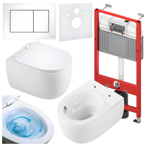 ZESTAW PODTYNKOWY WC STELAŻ TECE MISKA LAKE-WH-TR-01 PRZYCISK TC-9240417 BIAŁY MAT