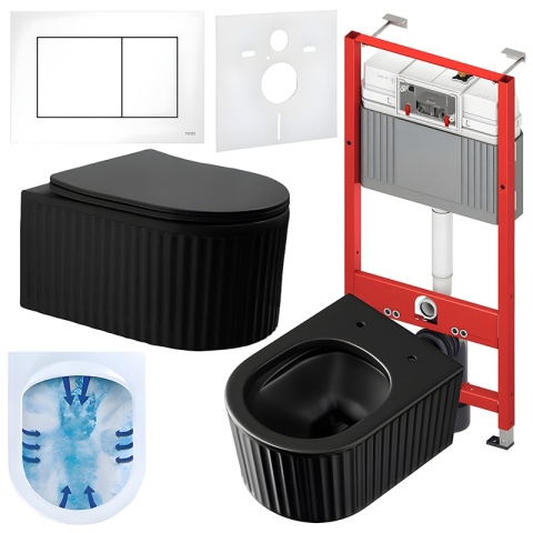 ZESTAW PODTYNKOWY WC STELAŻ TECE MISKA LUMA-MTB-RIM-03 PRZYCISK TC-9240400 BIAŁY POŁYSK