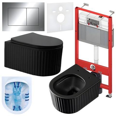 ZESTAW PODTYNKOWY WC STELAŻ TECE MISKA LUMA-MTB-RIM-03 PRZYCISK TC-9240401 CHROM