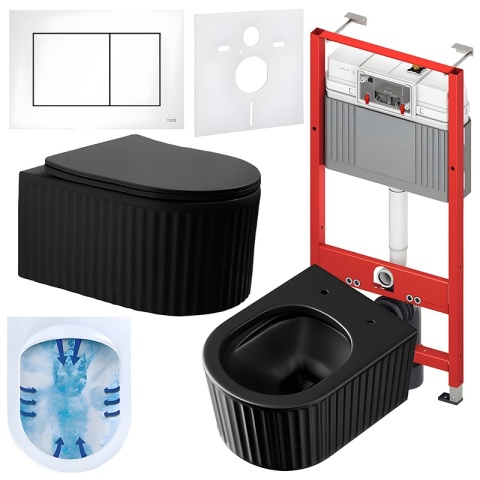 ZESTAW PODTYNKOWY WC STELAŻ TECE MISKA LUMA-MTB-RIM-03 PRZYCISK TC-9240417 BIAŁY MAT