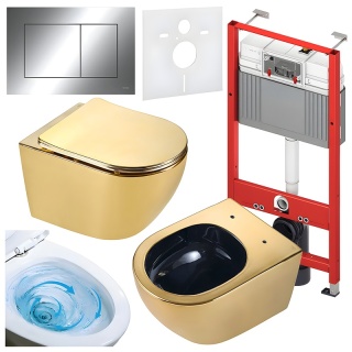 ZESTAW PODTYNKOWY WC STELAŻ TECE MISKA MIZU-GL-BL-TR-03 PRZYCISK TC-9240401 CHROM