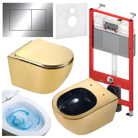 ZESTAW PODTYNKOWY WC STELAŻ TECE MISKA MIZU-GL-BL-TR-03 PRZYCISK TC-9240401 CHROM