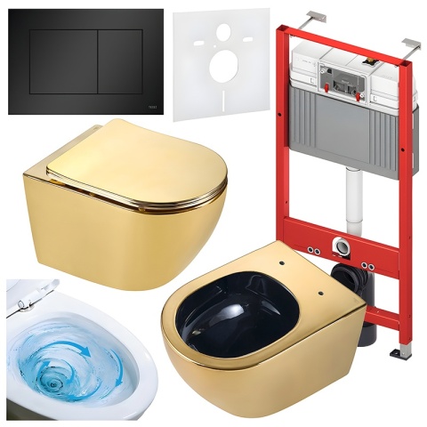 ZESTAW PODTYNKOWY WC STELAŻ TECE MISKA MIZU-GL-BL-TR-03 PRZYCISK TC-9240407 CZARNY MAT