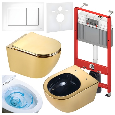 ZESTAW PODTYNKOWY WC STELAŻ TECE MISKA MIZU-GL-BL-TR-03 PRZYCISK TC-9240417 BIAŁY MAT