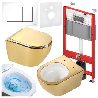 ZESTAW PODTYNKOWY WC STELAŻ TECE MISKA MIZU-GL-WH-TR-03 PRZYCISK TC-9240400 BIAŁY POŁYSK