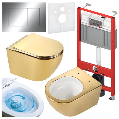 ZESTAW PODTYNKOWY WC STELAŻ TECE MISKA MIZU-GL-WH-TR-03 PRZYCISK TC-9240401 CHROM