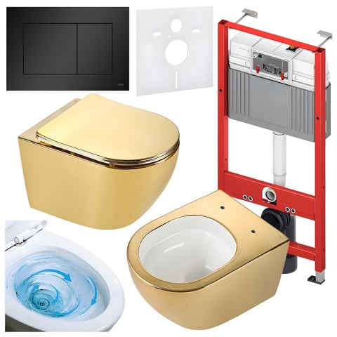 ZESTAW PODTYNKOWY WC STELAŻ TECE MISKA MIZU-GL-WH-TR-03 PRZYCISK TC-9240407 CZARNY MAT