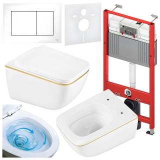 ZESTAW PODTYNKOWY WC STELAŻ TECE MISKA YUZU-WH-GL-TR-03 PRZYCISK TC-9240400 BIAŁY POŁYSK