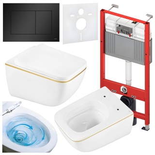 ZESTAW PODTYNKOWY WC STELAŻ TECE MISKA YUZU-WH-GL-TR-03 PRZYCISK TC-9240407 CZARNY MAT