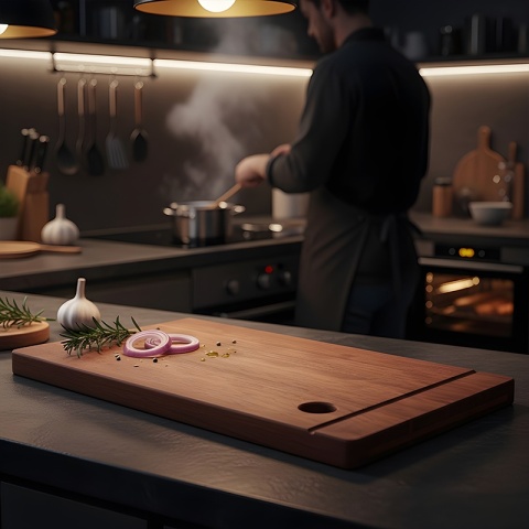 DESKA KUCHENNA DREWNIANA KUCHENNA NIGRA-2 GRUBA Z RANTEM DO ZLEWOZMYWAKA