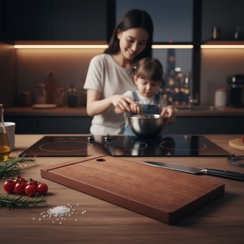 DESKA KUCHENNA DREWNIANA KUCHENNA NIGRA-2 GRUBA Z RANTEM DO ZLEWOZMYWAKA