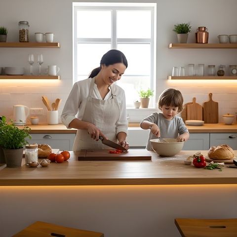 DESKA KUCHENNA DREWNIANA KUCHENNA NIGRA-2 GRUBA Z RANTEM DO ZLEWOZMYWAKA