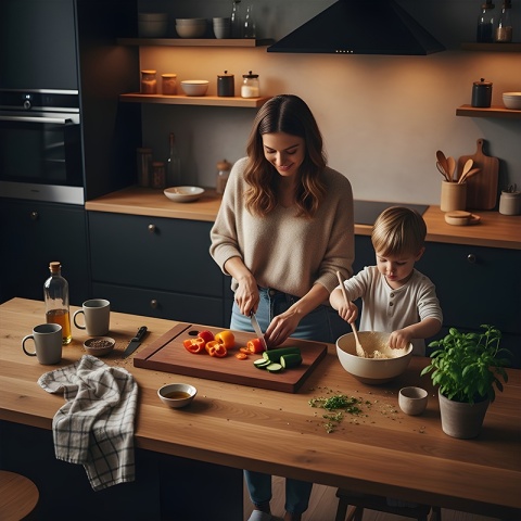 DESKA KUCHENNA DREWNIANA KUCHENNA NIGRA-2 GRUBA Z RANTEM DO ZLEWOZMYWAKA