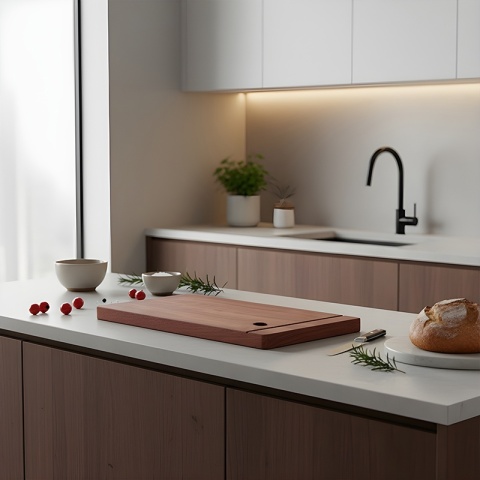 DESKA KUCHENNA DREWNIANA KUCHENNA NIGRA-2 GRUBA Z RANTEM DO ZLEWOZMYWAKA