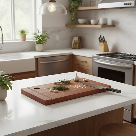 DESKA KUCHENNA DREWNIANA KUCHENNA NIGRA-2 GRUBA Z RANTEM DO ZLEWOZMYWAKA