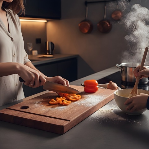 DESKA KUCHENNA DREWNIANA KUCHENNA NIGRA-2 GRUBA Z RANTEM DO ZLEWOZMYWAKA