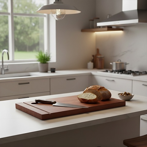 DESKA KUCHENNA DREWNIANA KUCHENNA NIGRA-2 GRUBA Z RANTEM DO ZLEWOZMYWAKA