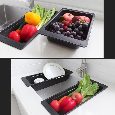 OCIEKACZ REGULOWANY DO ZLEWOZMYWAKA ZLEWU KUCHENNEGO PLASTIKOWY CZARNY ERIS