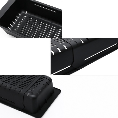 OCIEKACZ REGULOWANY DO ZLEWOZMYWAKA ZLEWU KUCHENNEGO PLASTIKOWY CZARNY ERIS