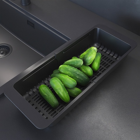 OCIEKACZ REGULOWANY DO ZLEWOZMYWAKA ZLEWU KUCHENNEGO PLASTIKOWY CZARNY ERIS