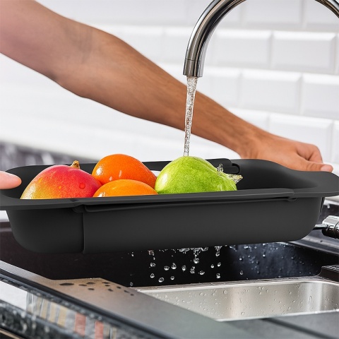 OCIEKACZ REGULOWANY DO ZLEWOZMYWAKA ZLEWU KUCHENNEGO PLASTIKOWY CZARNY ERIS