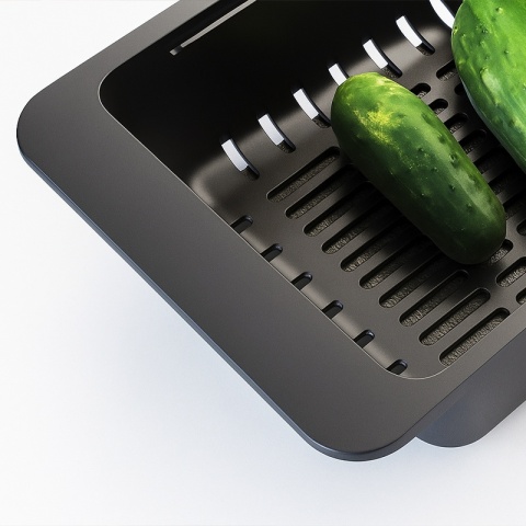 OCIEKACZ REGULOWANY DO ZLEWOZMYWAKA ZLEWU KUCHENNEGO PLASTIKOWY CZARNY ERIS