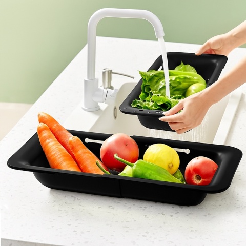 OCIEKACZ REGULOWANY DO ZLEWOZMYWAKA ZLEWU KUCHENNEGO PLASTIKOWY CZARNY ERIS