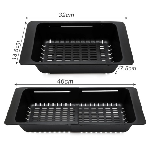 OCIEKACZ REGULOWANY DO ZLEWOZMYWAKA ZLEWU KUCHENNEGO PLASTIKOWY CZARNY ERIS