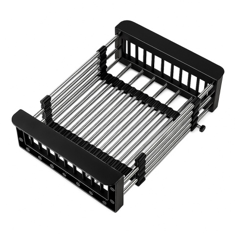 OCIEKACZ DO NACZYŃ TELESKOPOWY DO ZLEWU KUCHENNEGO ZLEWOZMYWAKA CZARNY