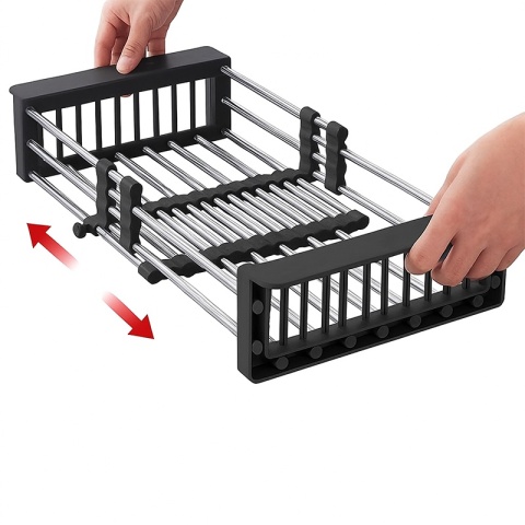 OCIEKACZ DO NACZYŃ TELESKOPOWY DO ZLEWU KUCHENNEGO ZLEWOZMYWAKA CZARNY