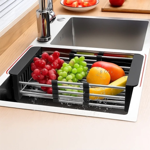 OCIEKACZ DO NACZYŃ TELESKOPOWY DO ZLEWU KUCHENNEGO ZLEWOZMYWAKA CZARNY