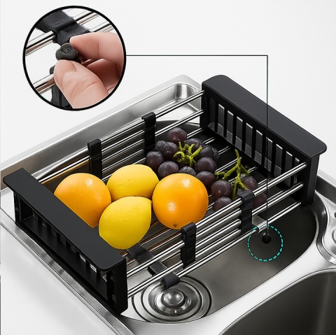 OCIEKACZ DO NACZYŃ TELESKOPOWY DO ZLEWU KUCHENNEGO ZLEWOZMYWAKA CZARNY