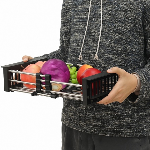 OCIEKACZ DO NACZYŃ TELESKOPOWY DO ZLEWU KUCHENNEGO ZLEWOZMYWAKA CZARNY